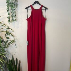 Le Chateau Vibrant Red Sleeveless Maxi Dress Front Slit